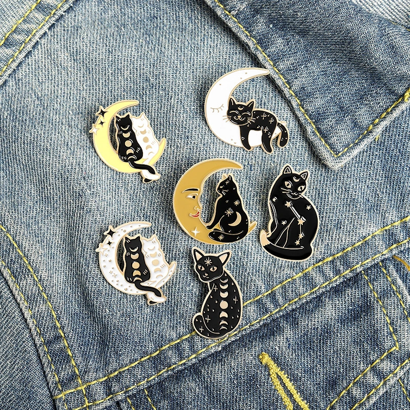 Creative Cartoon Exquisite Cute Little Black Cat Alloy Brooch