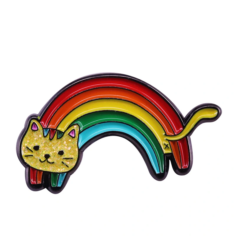 Rainbow Cat Badge Cute Glitter Pin Jewelry Creative Lapel