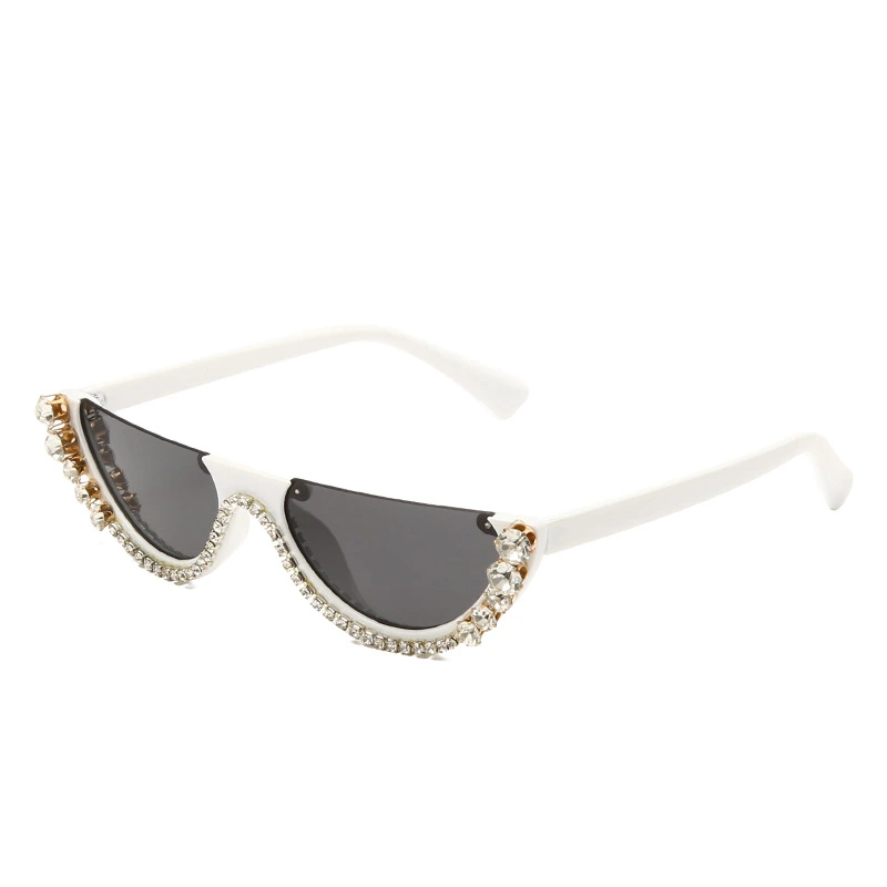 Rhinestone Half-frame Sunglasses Female Exaggerated Personality With Diamonds