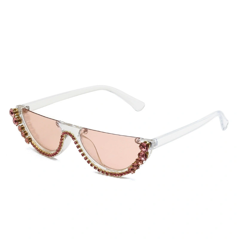 Rhinestone Half-frame Sunglasses Female Exaggerated Personality With Diamonds