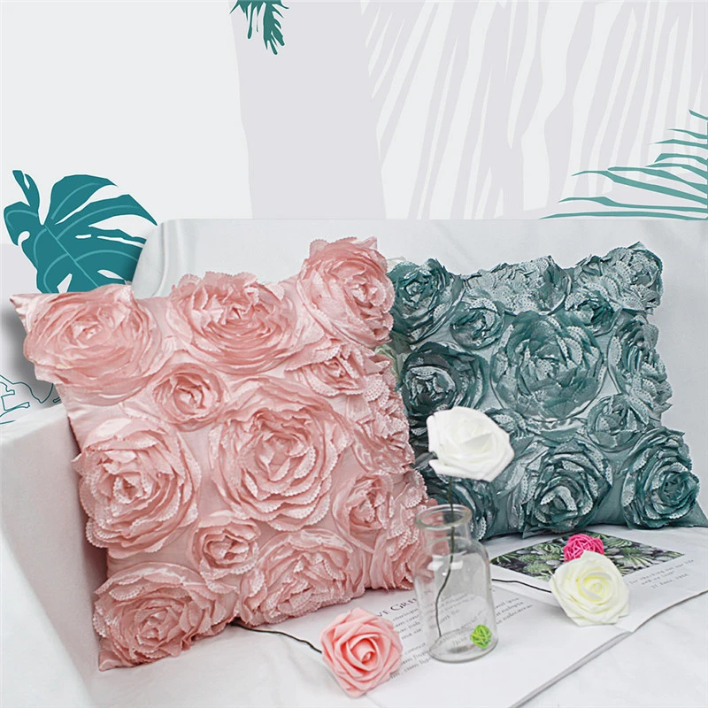 Rose embroidered pillowcase