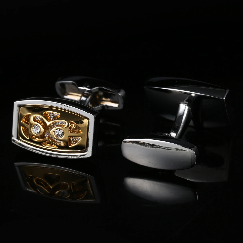 French Cufflinks Gold Hollow Diamond Men's Cuff Buttons