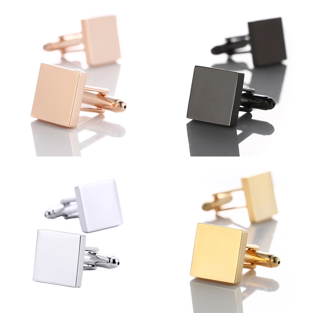 Four Colors Into The High Gloss Surface Can Be Engraved Glossy Gold Cufflinks High Quality