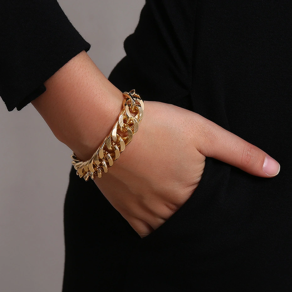 Fashion Curb Cuba Thick Bracelet Necklace Bracelet Punk Hip Hop Golden Friendship Bracelet Necklace