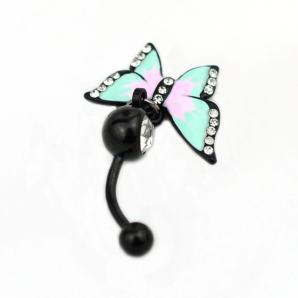 Spray Paint Dripping Oil Alloy Bow Piercing Human Body Piercing Belly Button Ring