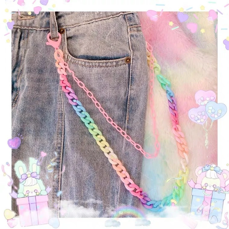 Retro Chuck Resin Ultra-Light Pants Chain Pants Hanging Chain Street Denim Chain