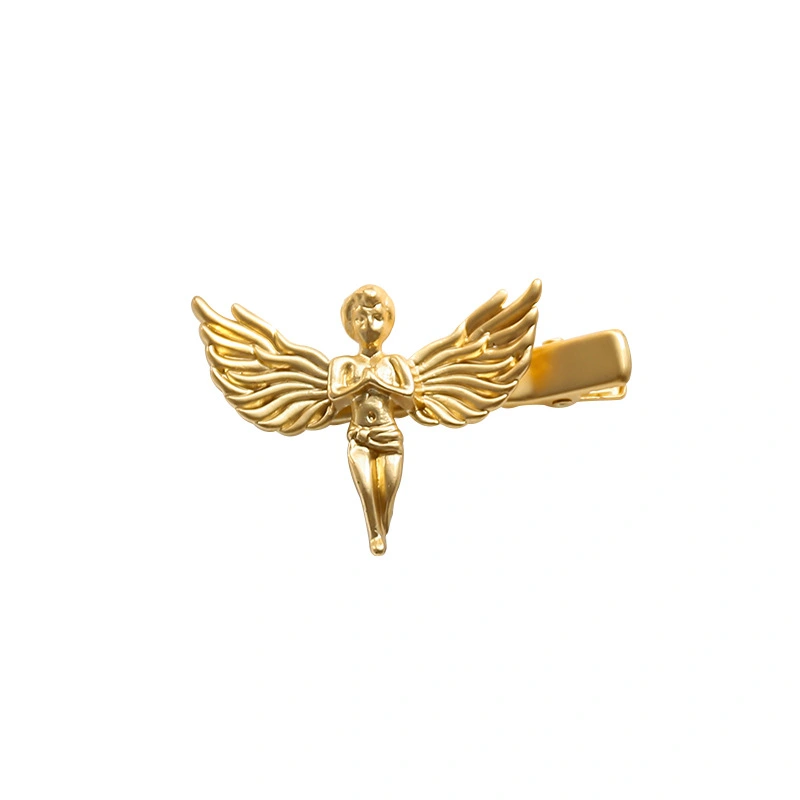 Temperament Metal Hairpin Female Gold And Silver Little Angel Side Clip With Bangs Hairpin