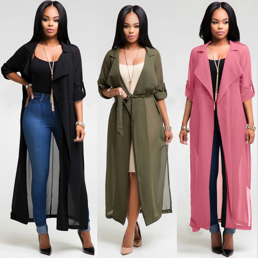 Long sleeve cardigan chiffon shirt coat