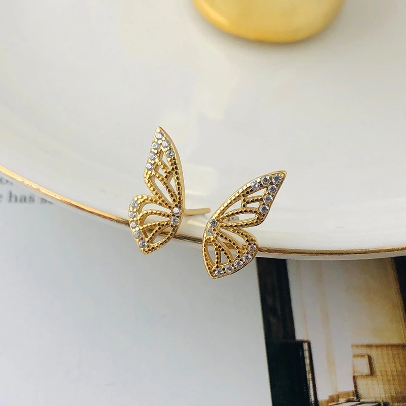 Women's diamond butterfly earrings