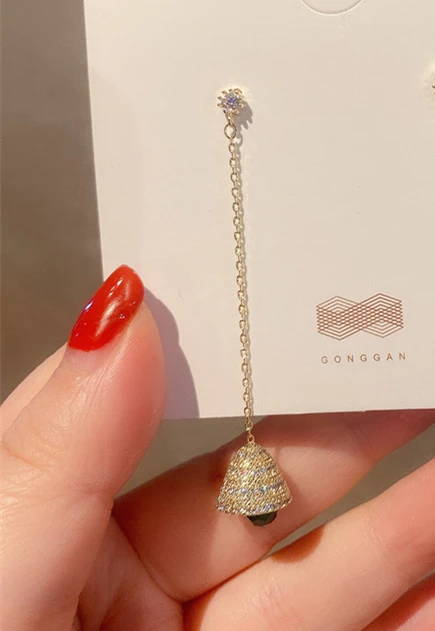 Crystal micro-studded long exquisite stud earrings