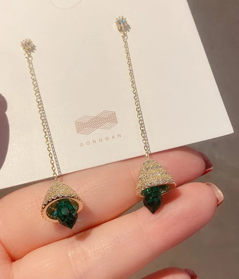 Crystal micro-studded long exquisite stud earrings