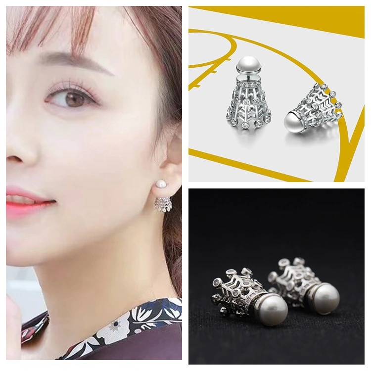 925 silver needle badminton earrings