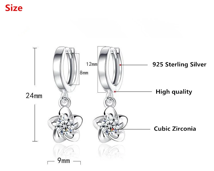 Crystal flower zircon earrings
