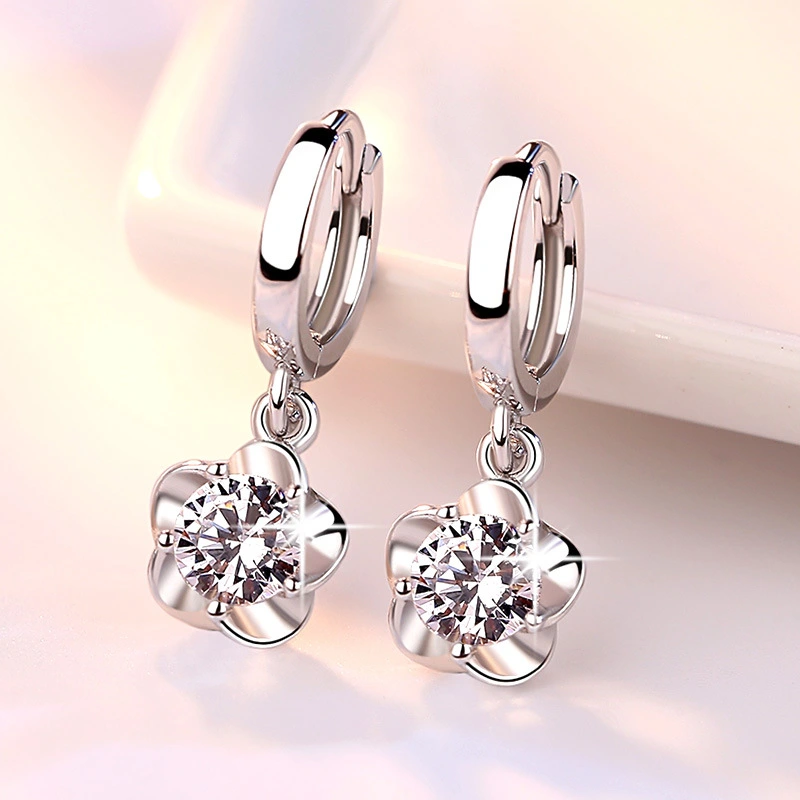 Crystal flower zircon earrings