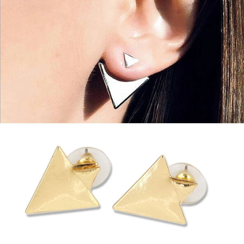 European and American foreign trade jewelry wholesale Street shot fashion size asymmetric earrings Geometric triangle earrings earrings