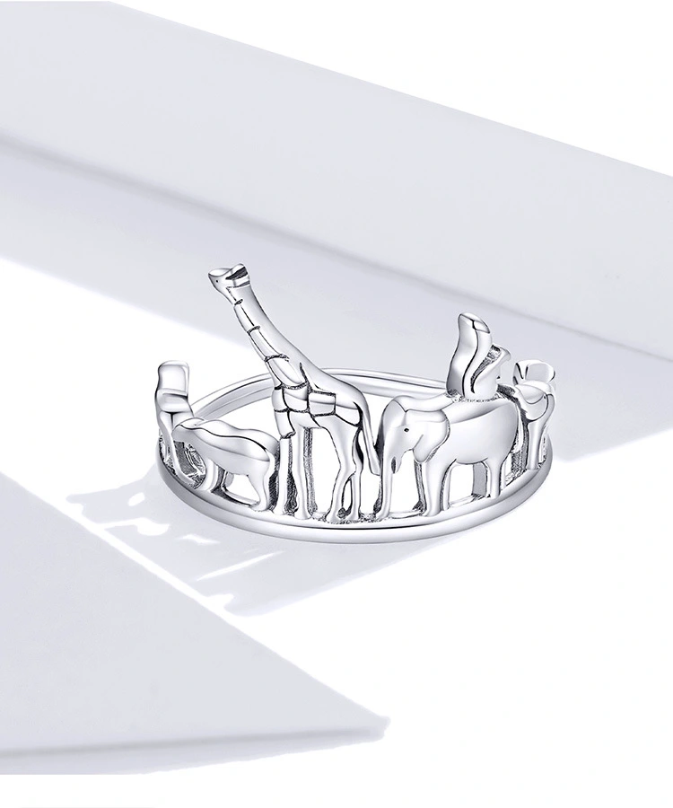 Giraffe Elephant Ring Silver Ring