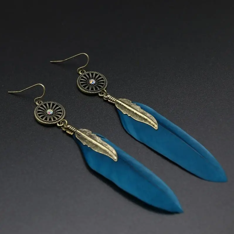 Single Feather Drop Earrings