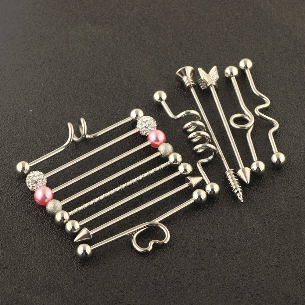 Industrial barbell ear studs