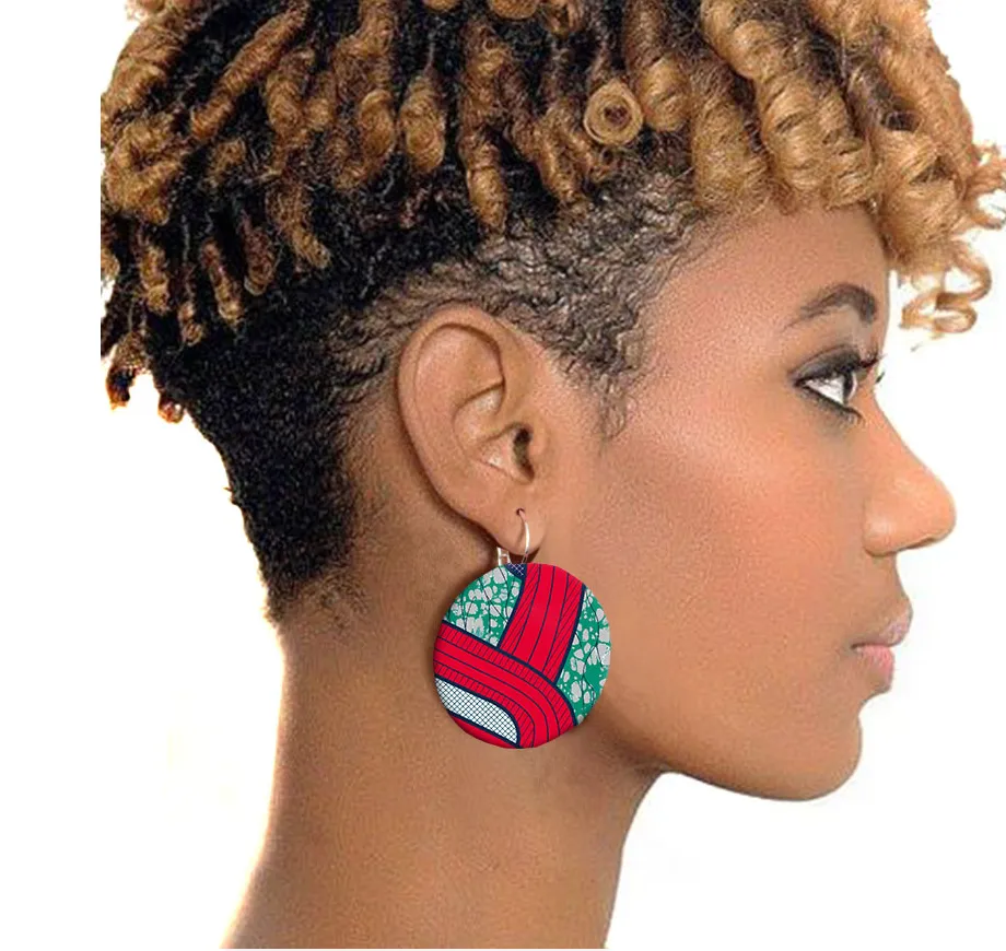 Ethnic print button earrings