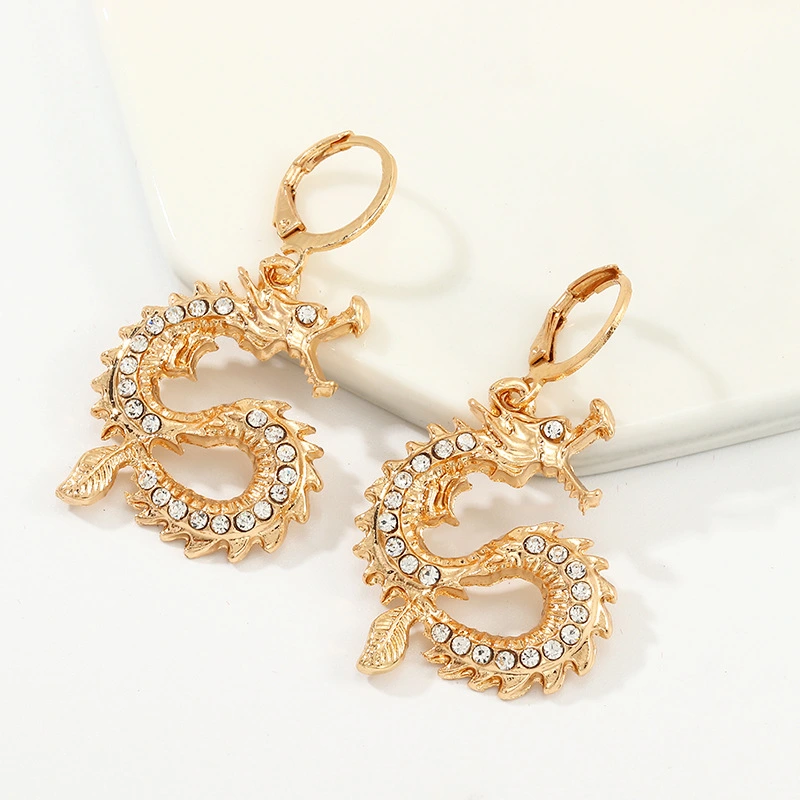 Chinese style totem dragon earrings