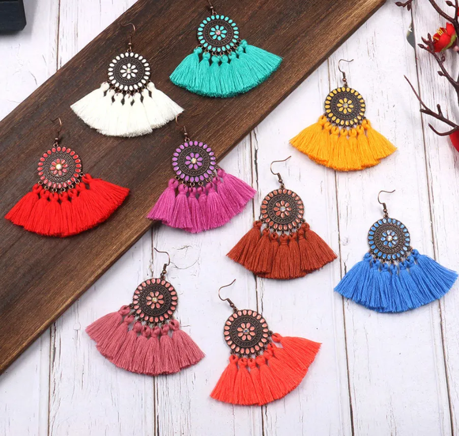 Sun Flower Tassel Earrings