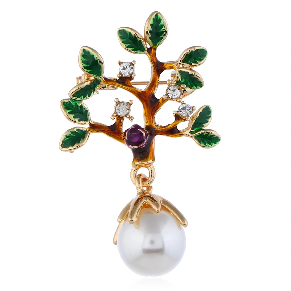 Pearl Brooch flower natural and elegant tree of life