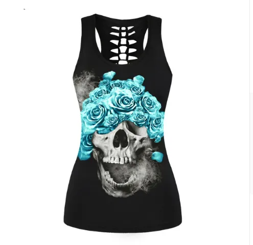 Wish Halloween Skull Head Halloween Digital Printing Sleeveless Vest,