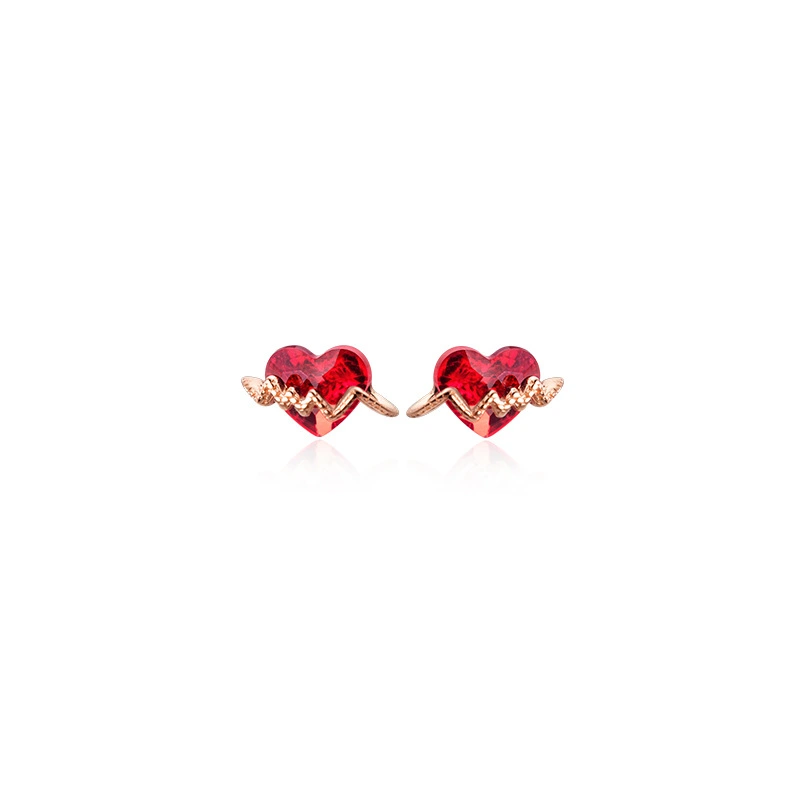 Red love ear studs