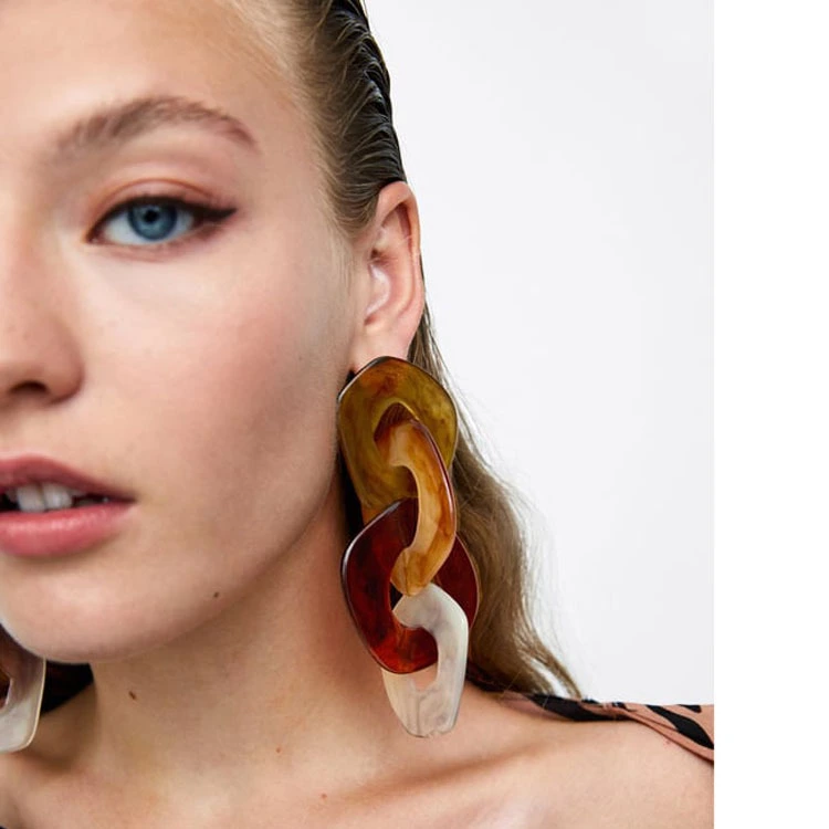 Exaggerated acetate plate geometric earrings