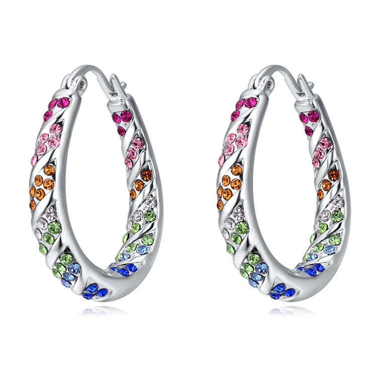 Crystal and Diamond Oval Earrings