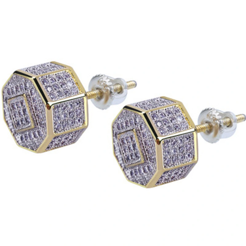 Two-tone full diamond earrings