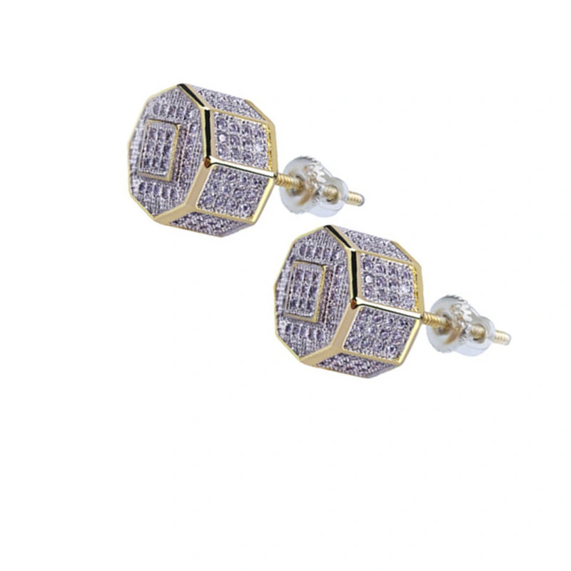Two-tone full diamond earrings