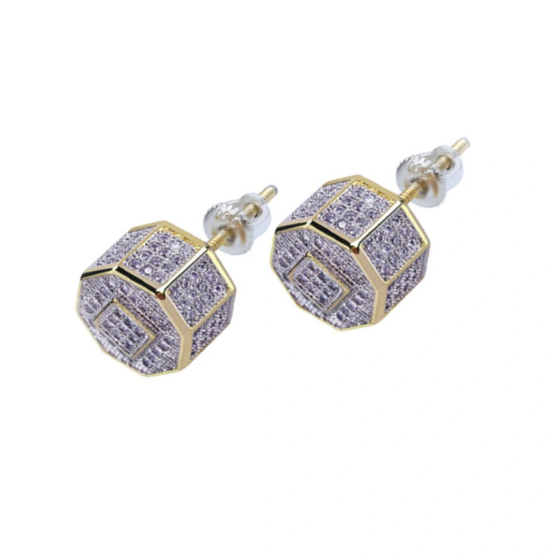 Two-tone full diamond earrings