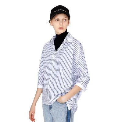 Bat Sleeve Shirt Long Sleeve POLO Collar Korean Shirt