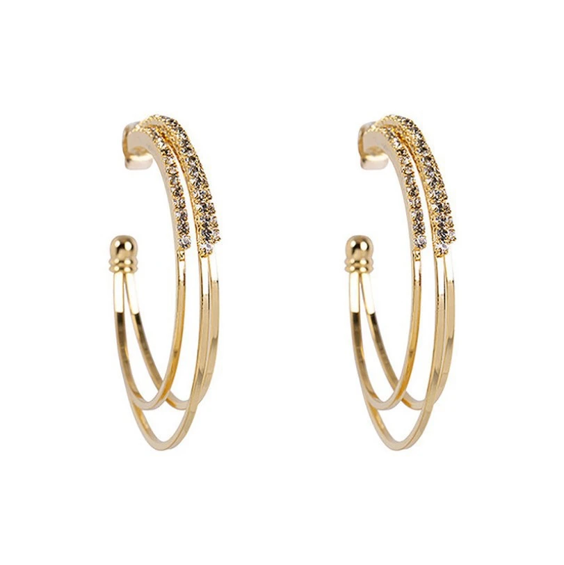 European and American Exaggerated Full Diamond Geometric Circle Earrings