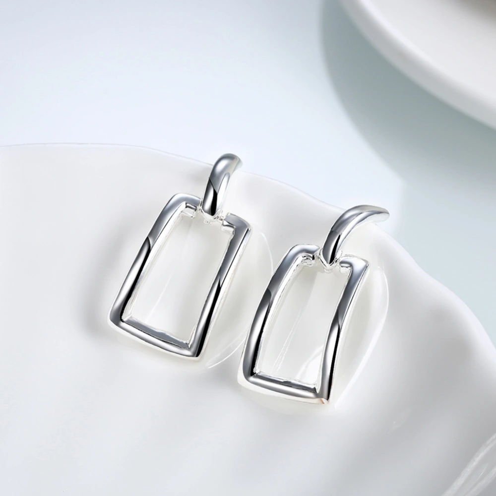 Long square grid stud earrings geometric earrings