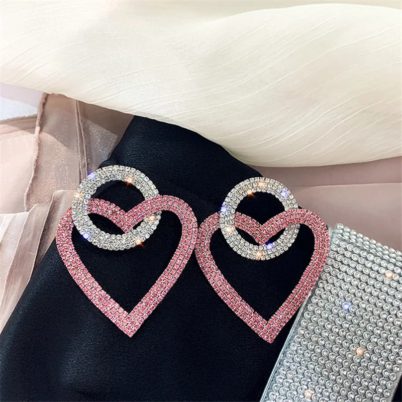 Silver Needle Love Earrings Women's New Fashion Peach Heart Earrings Earrings