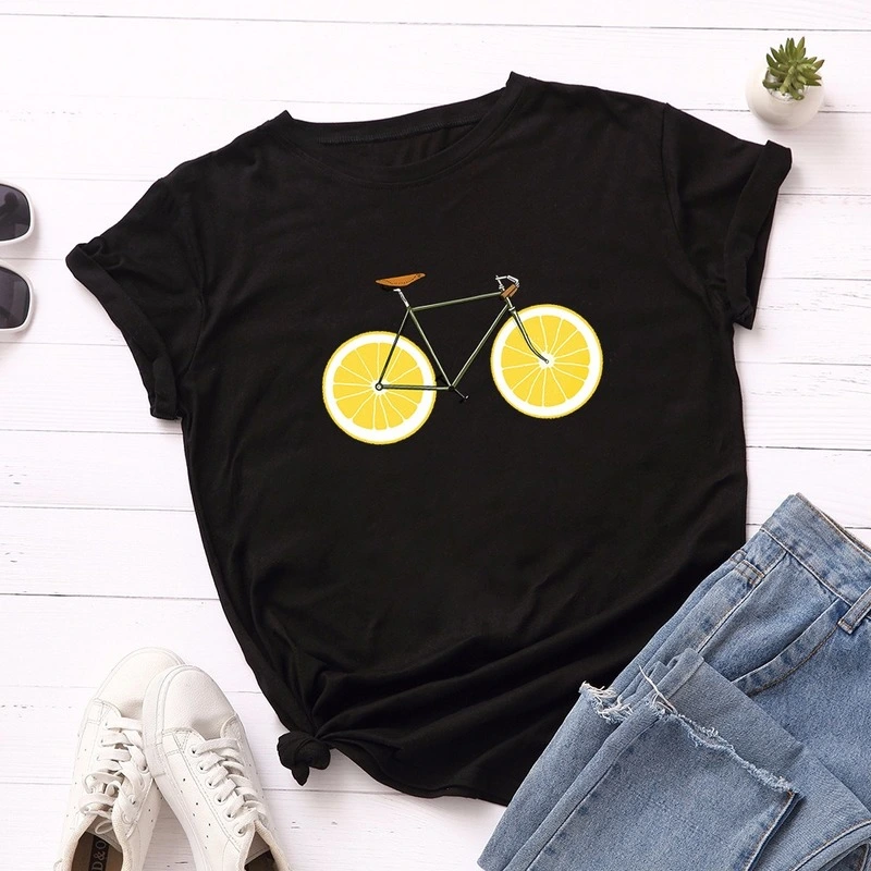 Cute bike print plus size t shirt