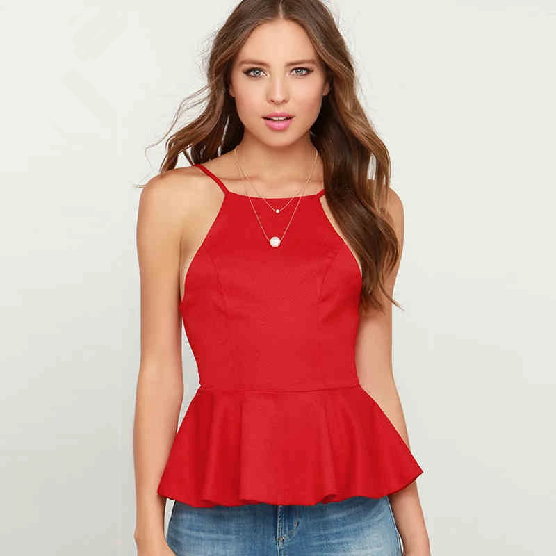 Summer Halter Sexy Halter Camisole Women's Irregular Frilled Dovetail Top