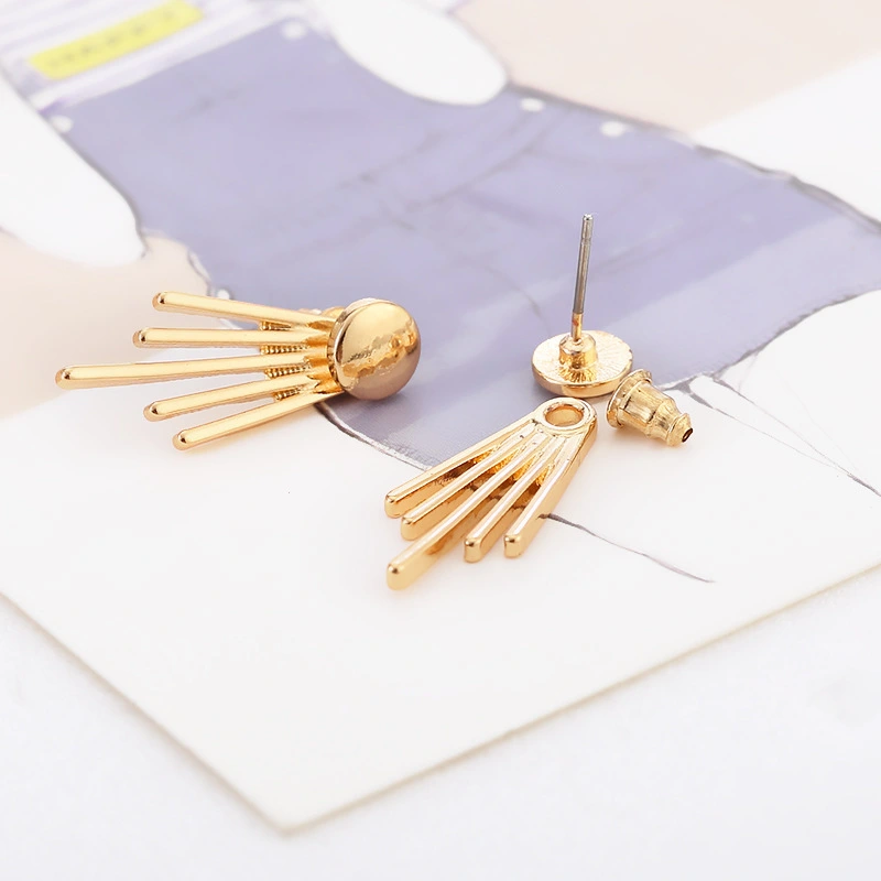 Electroplated round nail geometry ear clip simple fashion wild jewelry personality creative smooth side by side vertical stud earrings