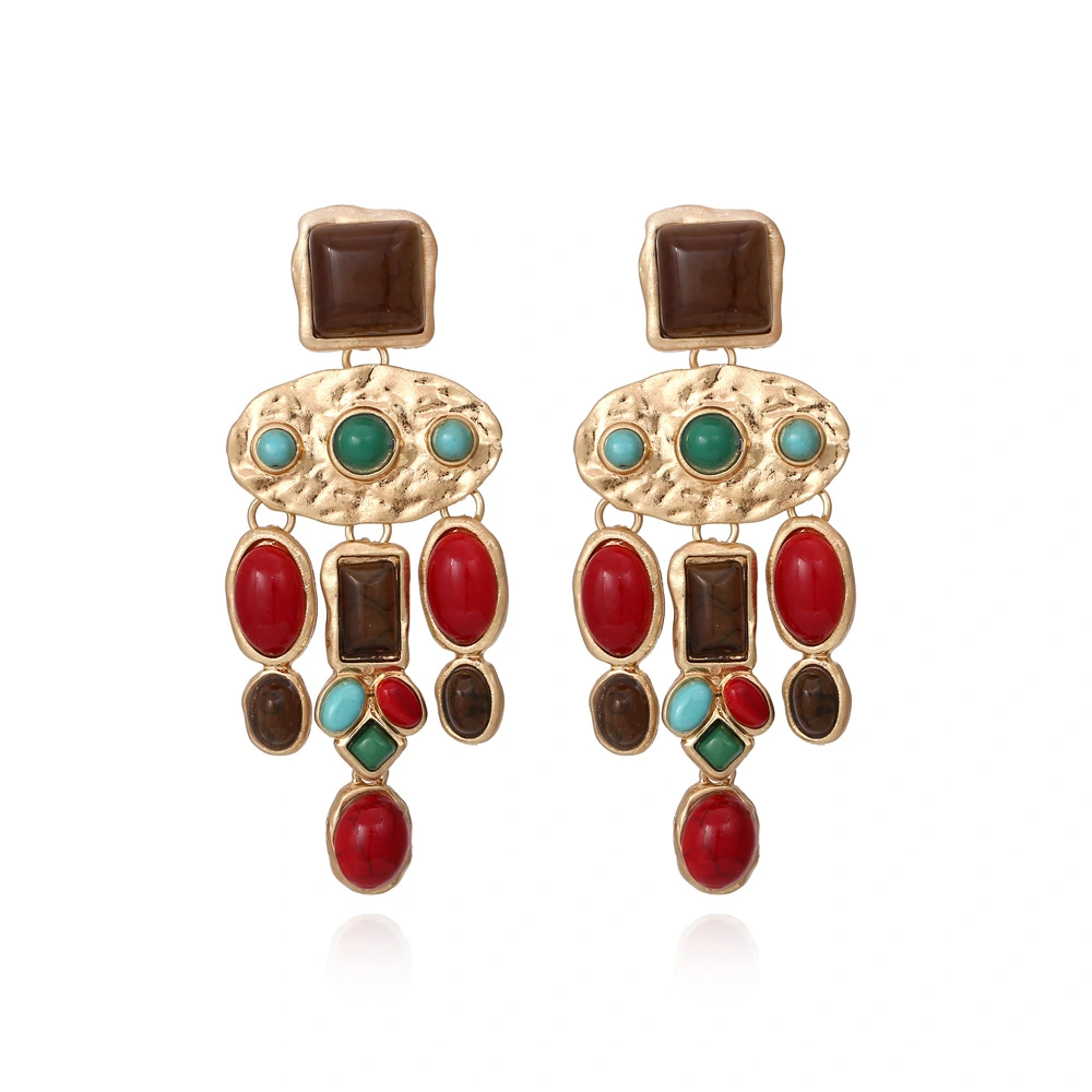 Retro drop-shaped alloy earrings