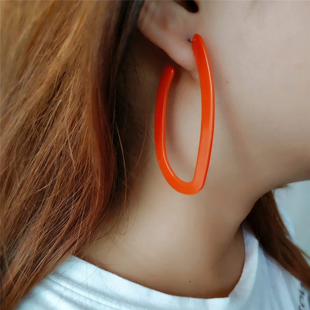 Popular fluorescent color fashion ring geometric earrings