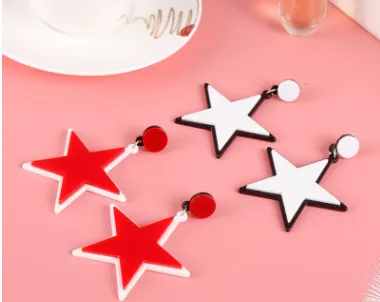 Fashion Acrylic White Star Earrings Personality Night Club Women Jewelry