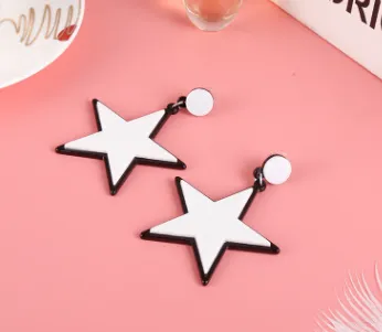 Fashion Acrylic White Star Earrings Personality Night Club Women Jewelry