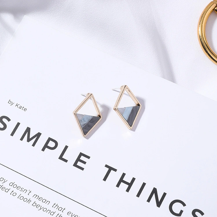 925 silver needle gradient geometric earrings Korean version of the net red Mori triangle diamond earrings