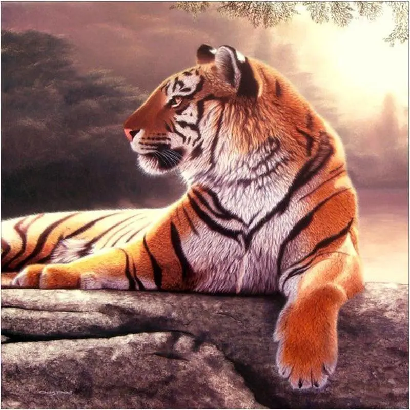 XXL - 5D Diamond Painting -  Liegender Tiger