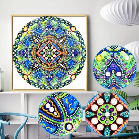 Green & Blue Mandala | Special Shape | Diamond Painting