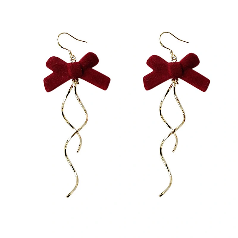 All-Match Long Tassel Earrings Bow Earrings