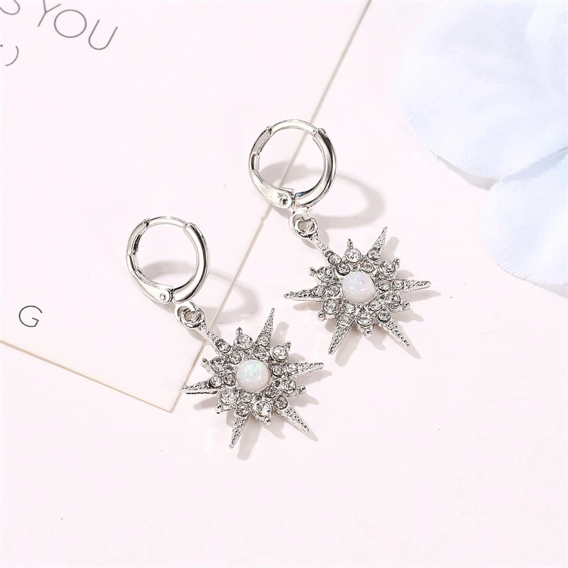 Female zircon sun flower earrings