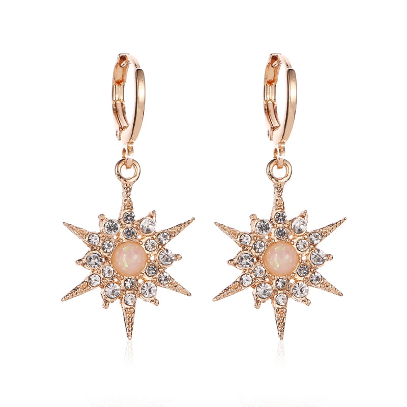 Female zircon sun flower earrings